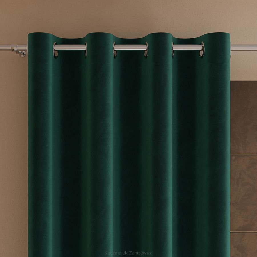 Zasłona gotowa na przelotkach VELVI 140x230 szmaragdowa
