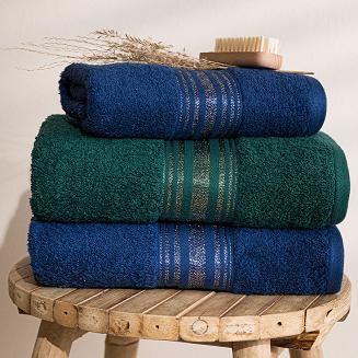 Ręcznik bawełniany OSKAR 50x90 szmaragdowy bordiura z szampańską nicią