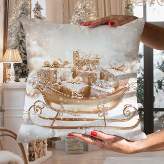 ZŁOTE SANIE Poszewka dekoracyjna VELVET, 40x40cm, kolor 001 biało-złoty PBN370/POP/001/040040/1