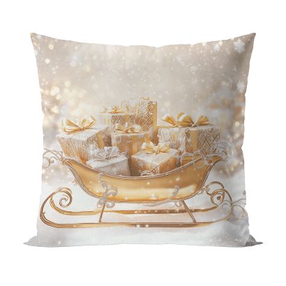 Poszewka dekoracyjna świąteczna ZŁOTE SANIE 40x40 welwetowa biała złota
