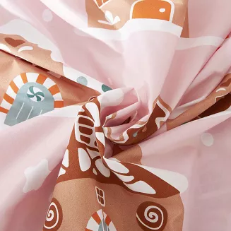 Pudrowa Świąteczna Pościel z Mikrofibry z Nadrukiem 140x200 Gingerhouse