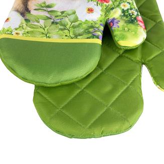 Rękawice kuchenne 18x27 z magnesem 2 szt. wielkanocne zajączek z kwiatami