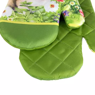 Rękawice kuchenne 18x27 z magnesem 2 szt. wielkanocne zajączek z kwiatami