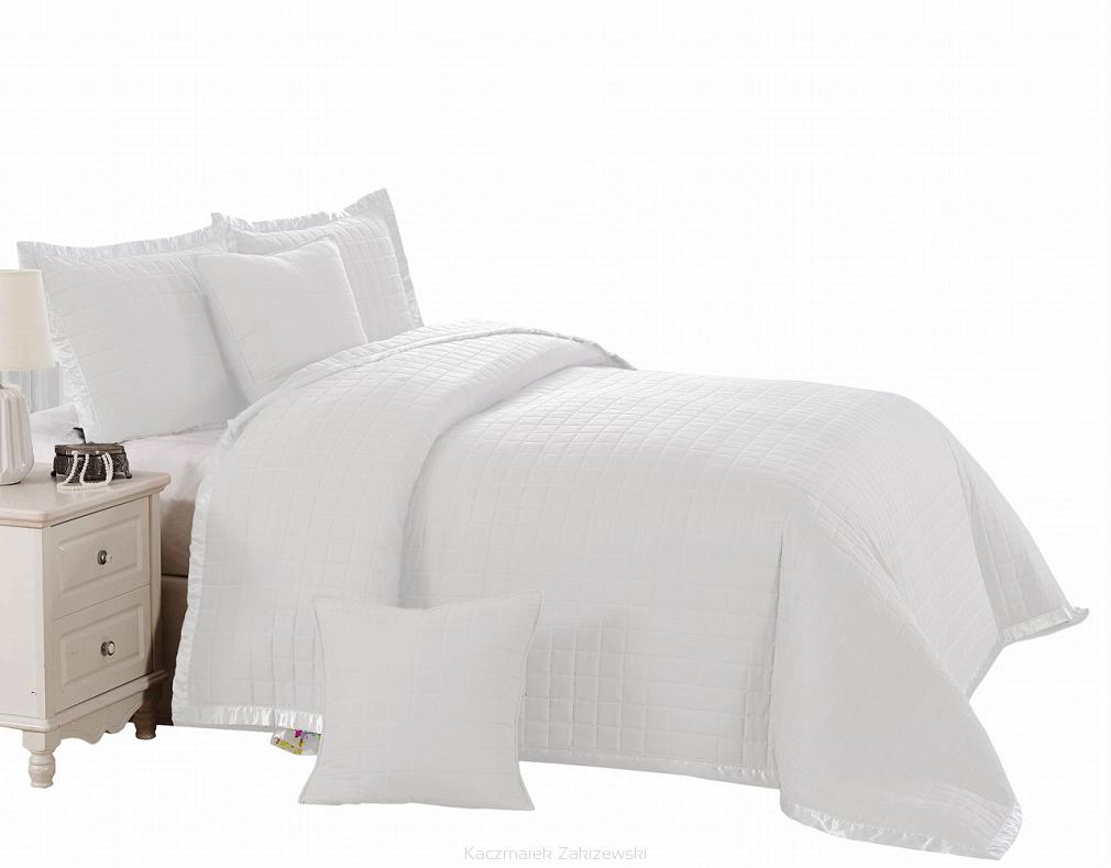 Narzuta dekoracyjna CHECKER 160x220 bawełniana biała