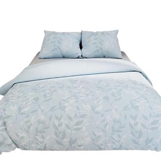 Komplet pościeli LILU z bawełny satynowej 220x200 niebieska błękitna botaniczny wzór gałązki