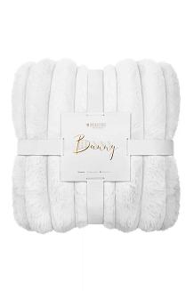 Biały Gruby Futrzany Koc z Mikrofibry 200x220 Bunny