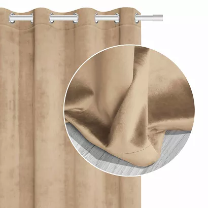 Zasłona gotowa na przelotkach VELVET SOFT 140x250 welurowa beżowa