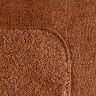 Koc narzuta TEDY 200x220 Eurofirany ceglasty miękka bukla + ciepły polar