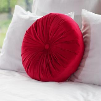 Poszewka dekoracyjna Soft welurowa czerwona okrągła