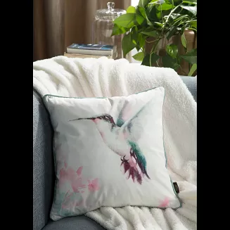 Poszewka dekoracyjna VELVET 45x45 Eurofirany kremow pudrowa turkusowy koliber