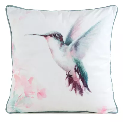 Poszewka dekoracyjna VELVET 45x45 Eurofirany kremow pudrowa turkusowy koliber