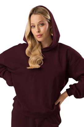 Bawełniana bluza dresowa z kapturem Babell kod 3010 bordowa