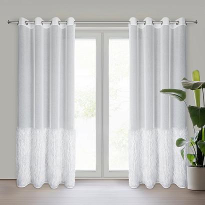 Firana gotowa na przelotkach MARGARET2 140x250 Eurofirany biała z pasem a'la pióra na dole