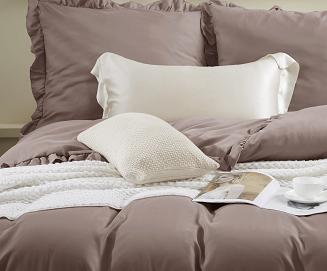 Pościel Ruffy 140x200 brązowa z falbanką