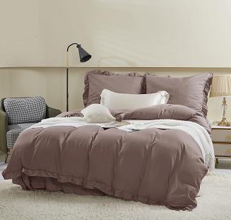 Pościel Ruffy 140x200 brązowa z falbanką