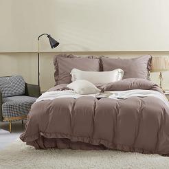 Pościel Ruffy 140x200 brązowa z falbanką