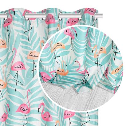 Zasłona gotowa na przelotkach FLAMINGLOVE 140x250 miętowa flamingi