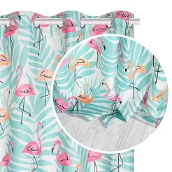 Zasłona gotowa na przelotkach FLAMINGLOVE 140x250 miętowa flamingi