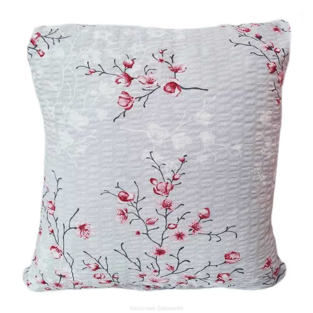 Poszewka z kory 70x80 szara różowa kwiat wiśni sakura