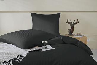 Komplet pościeli adamaszek satyna bawełniana 220x200 czarna