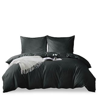 Komplet pościeli adamaszek satyna bawełniana 220x200 czarna