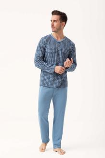 Piżama męska LUNA kod 795 w serek niebieska