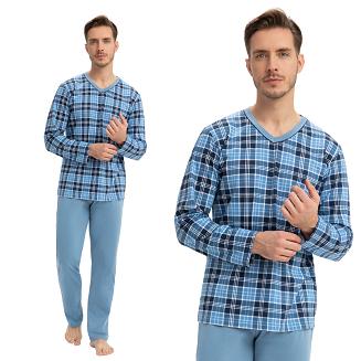 Piżama męska LUNA kod 795 w serek niebieski