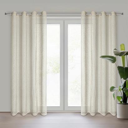 Firana gotowa na przelotkach CYNTIA 140x250 Eurofirany beżowa o strukturze siateczki