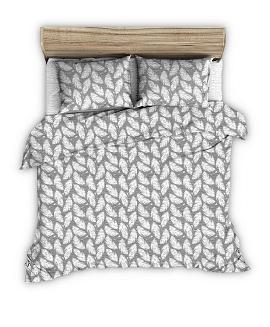 Pościel z kory 140x200 szara w białe piórka