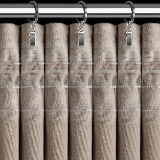 Zasłona gotowa na taśmie ROSES 140x270 Eva Minge Eurofirany ciemnobeżowa z 6 pasami róż na górze