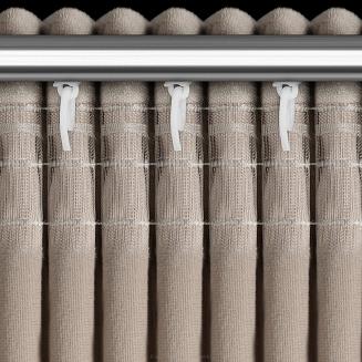 Zasłona gotowa na taśmie ROSES 140x270 Eva Minge Eurofirany ciemnobeżowa z 6 pasami róż na górze