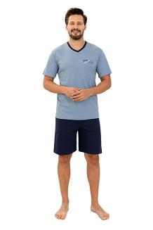 Piżama męska REGINA kod 504  niebieska krótkie rękawy i spodnie