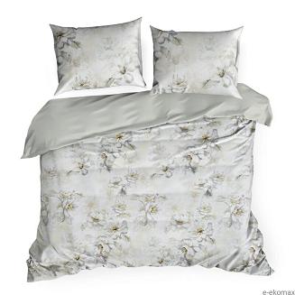 Pościel satynowa SPRING 160x200 Eurofirany szara beżowa nostalgiczne kwiaty