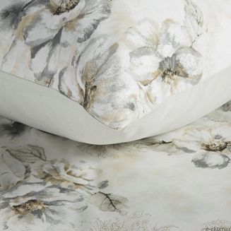 Pościel satynowa SPRING 160x200 Eurofirany szara beżowa nostalgiczne kwiaty