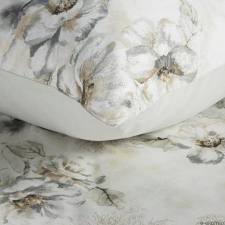 Pościel satynowa SPRING 160x200 Eurofirany szara beżowa nostalgiczne kwiaty
