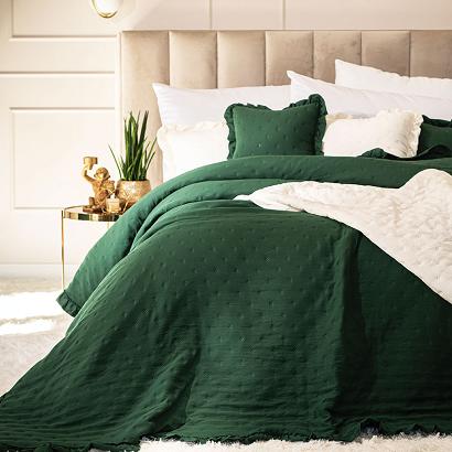 Narzuta dekoracyjna z falbaną WERONA 170x210 zielona