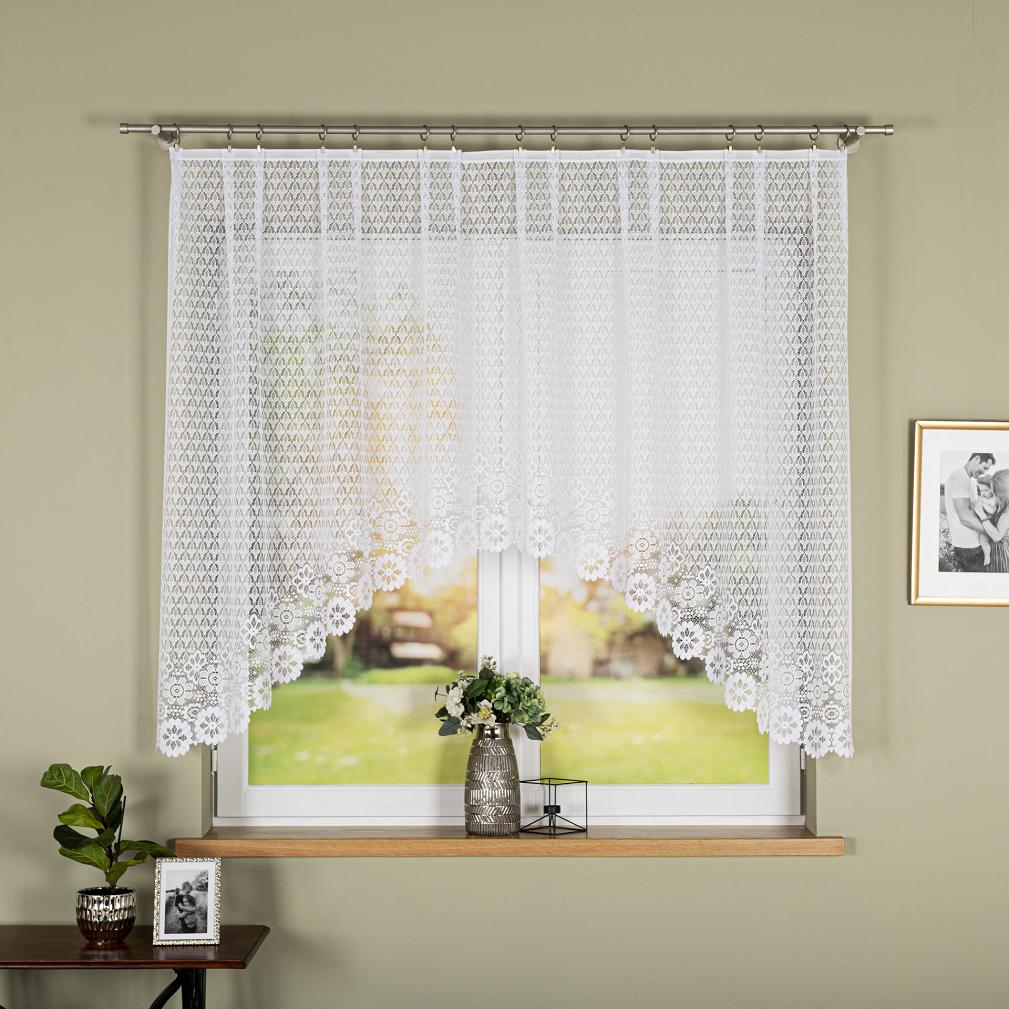 Firanka żakardowa gotowa na żabki FAUSTYNA 250x140 biała