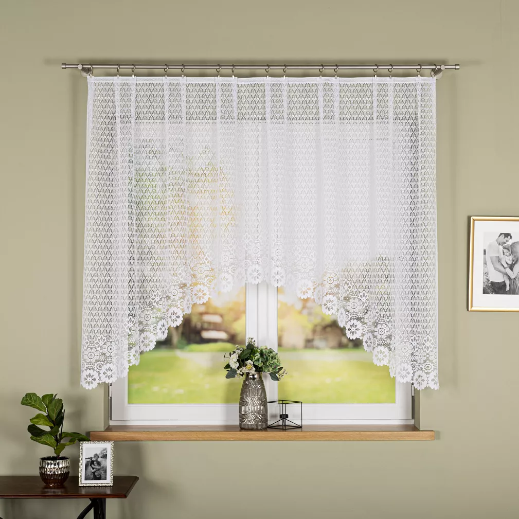 Firanka żakardowa gotowa na żabki FAUSTYNA 250x140 biała