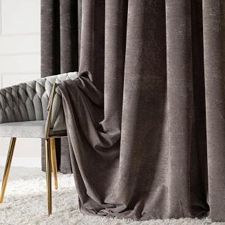 Zasłona gotowa na przelotkach SOFT 140x260 szarobrązowa
