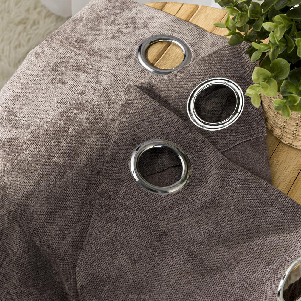 Zasłona gotowa na przelotkach SOFT 140x260 szarobrązowa