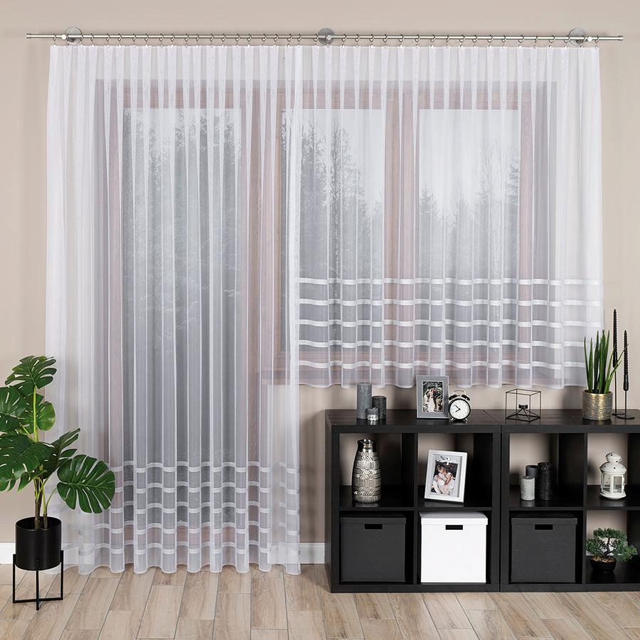 Firanka żakardowa gotowa na żabki HALINA 300x250 biała