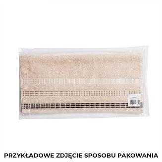 Ręcznik bawełniany LUXURY 70x140 beżowy z bordiurą w geometryczne pasy
