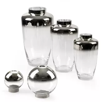 Świecznik dekoracyjny ZOJA 10x10 Eurofirany srebrny przezroczysty szklany kulisty