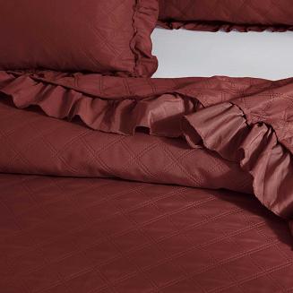 Poszewka dekoracyjna RUFFY 45x45 bordowa z falbanką