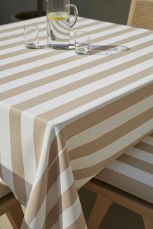 Beżowy Obrus Ogrodowy Wodoodporny 140x280 STRIPES