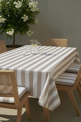 Obrus ogrodowy wodoodporny plamoodporny STRIPES 140x280 beżowy pasy