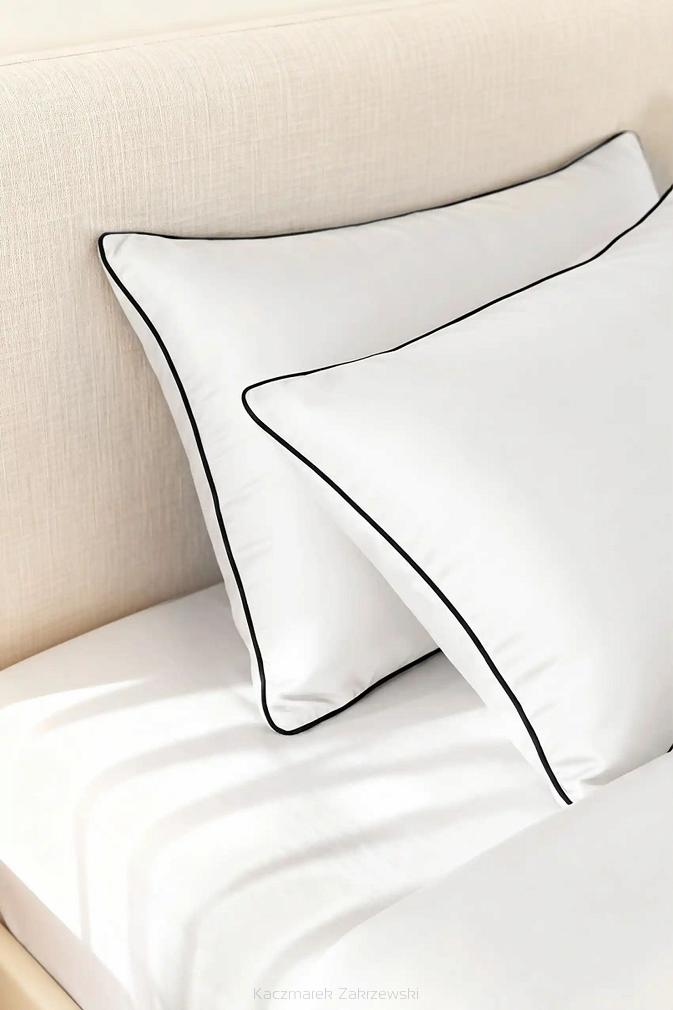 Poszewka bambusowa 40x60 biała z czarną bizą