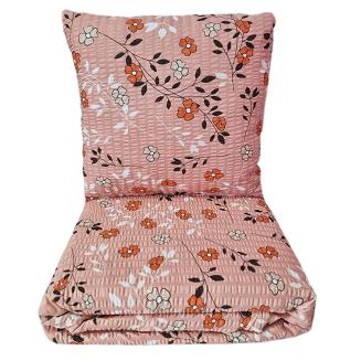 Pościel z kory 200x220 ciemnołososiowa roślinna łączka