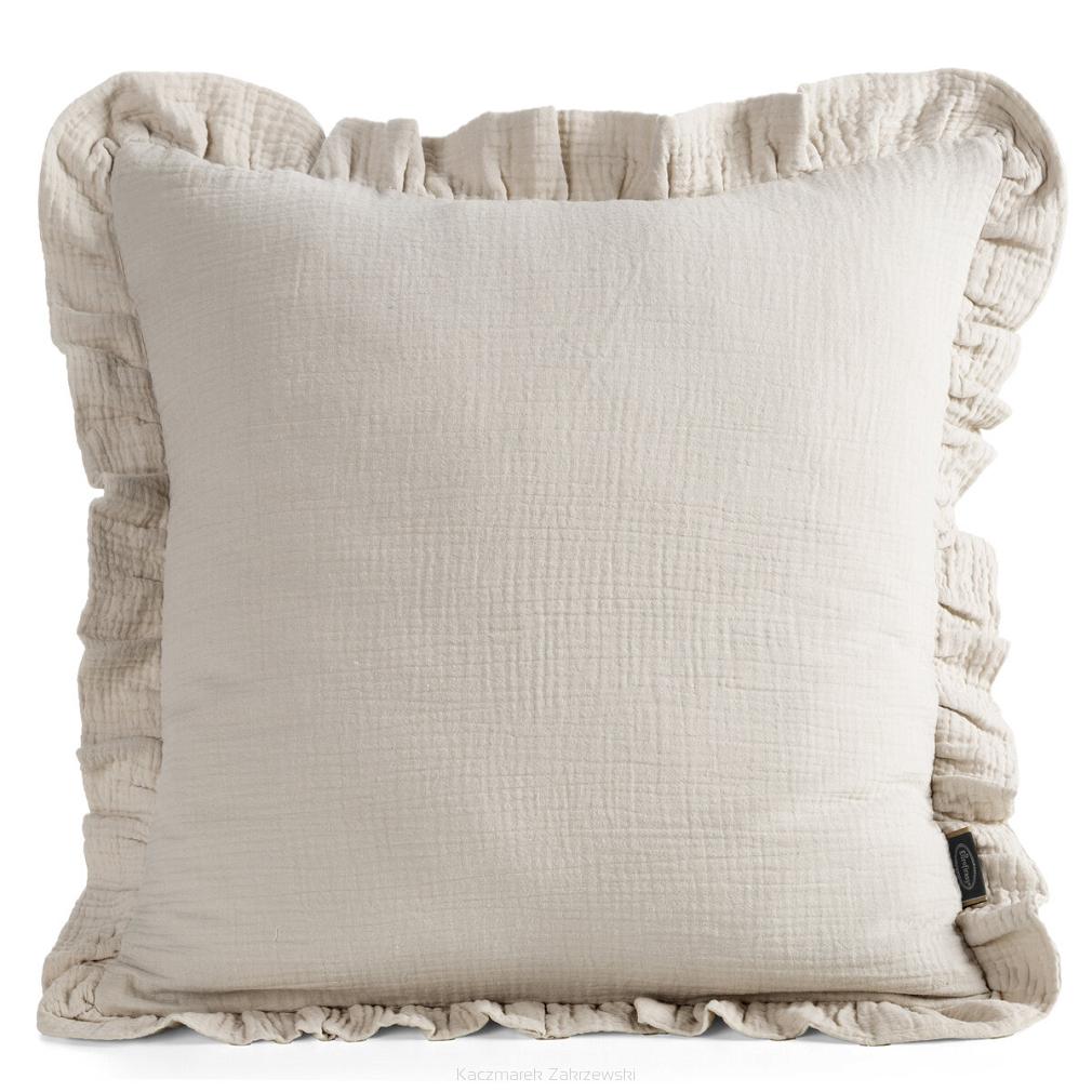 Poszewka dekoracyjna MUSLIN 45x45 Eurofirany beżowa z falbaną