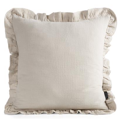 Poszewka dekoracyjna MUSLIN 45x45 Eurofirany beżowa z falbaną